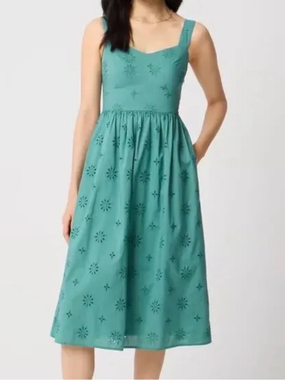 J. Crew Teal Eyelet Midi Dress - Picture 3 of 7